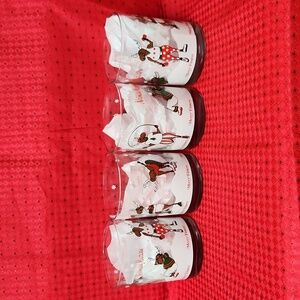 Four Neiman Marcus "Merry Fitness" Christmas Highball Bar Ware Glasses